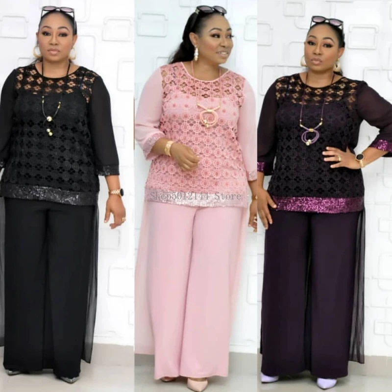 Комплекты из 3 предметов африканские комплекты для женщин с блестками