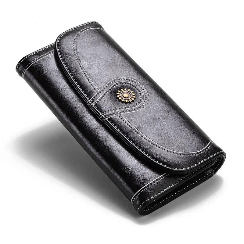 Винтажные кожаные женские кошельки RFID блокирующий кошелек дизайн: подсолнечник
