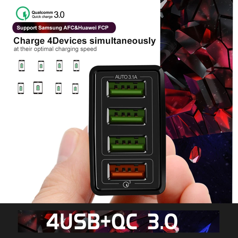 Зарядное устройство USB 3 0 для быстрой зарядки ЕС/США адаптер телефона Huawei Mate 30 IPhone