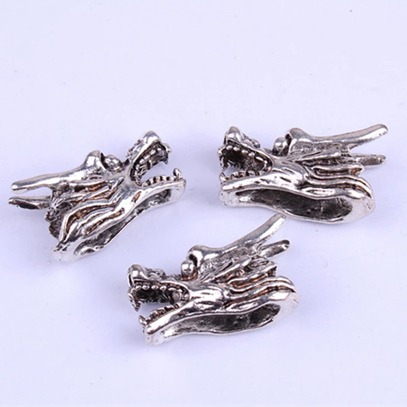 10 шт./лот тибетская Серебряная коса для волос в виде головы дракона дредлока