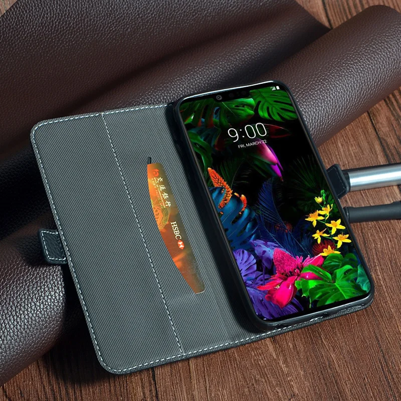Кожаный чехол Lichi для LG V50 ThinQ 5G с магнитной застежкой и узором LM-V500N защитная