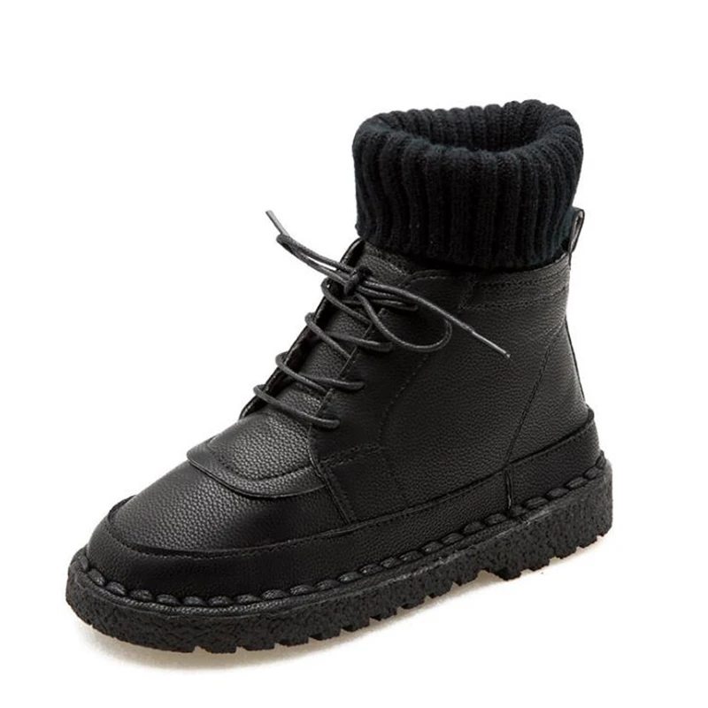 

Autumn And Winter 2020 New Korean Flat Bottomed 100% Wool Mouth Short Boots Women's Low Tube Lace Up Solid Color Women's Boots