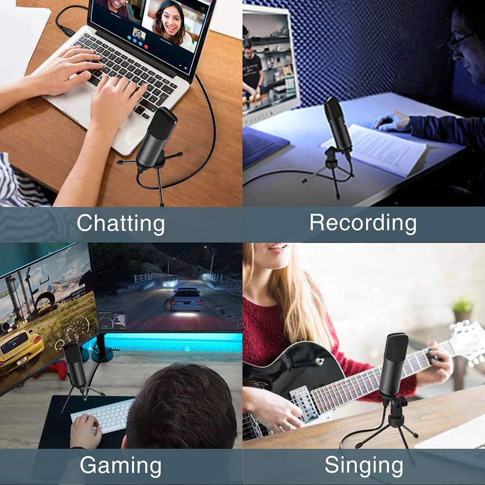 GEVO USB Microphone Computer PC Recording For Laptop MAC Windows Plug &amp Play Condenser With Tripod Stand YouTube | Электроника