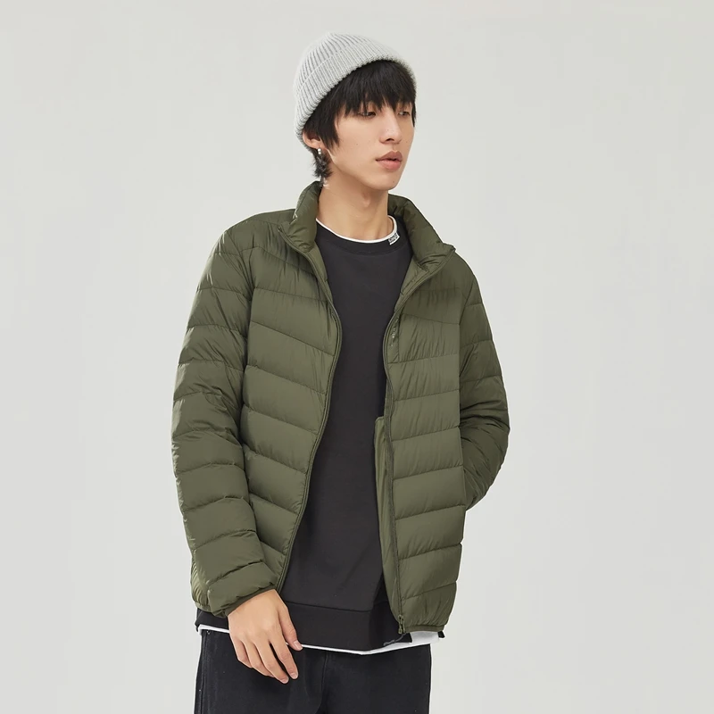 Metersbonwe Stand-up Collar Lightweight Down Jacket Men New Winter Urban Solid Color Ultra-light Male Down Coat Outerwear Brand