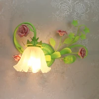 the bedside lamp wall lamp bedroom bedside korean american pastoral flowers and flower wall aisle lights balcony lamp