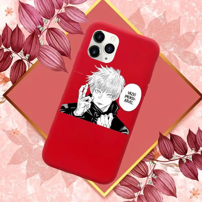 

Hot Anime Jujutsu Kaisen Phone Case Red Candy Color for iPhone 11 12 mini pro XS MAX 8 7 6 6S Plus X SE 2020 XR