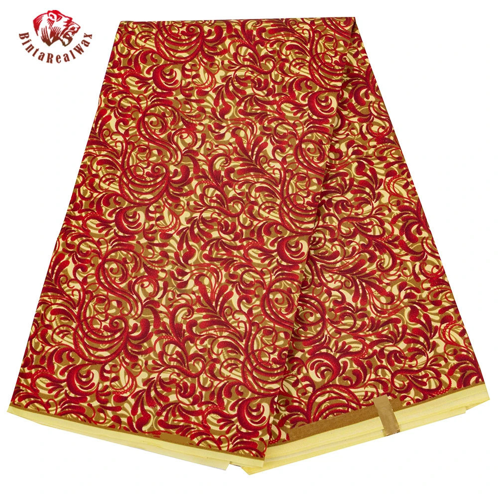 

Bintarealwax African Fabric Patchwork Fabrics for Dress Sewing Crafts Material Polyester Breathable Tissu 6 Yards/lot FP6433