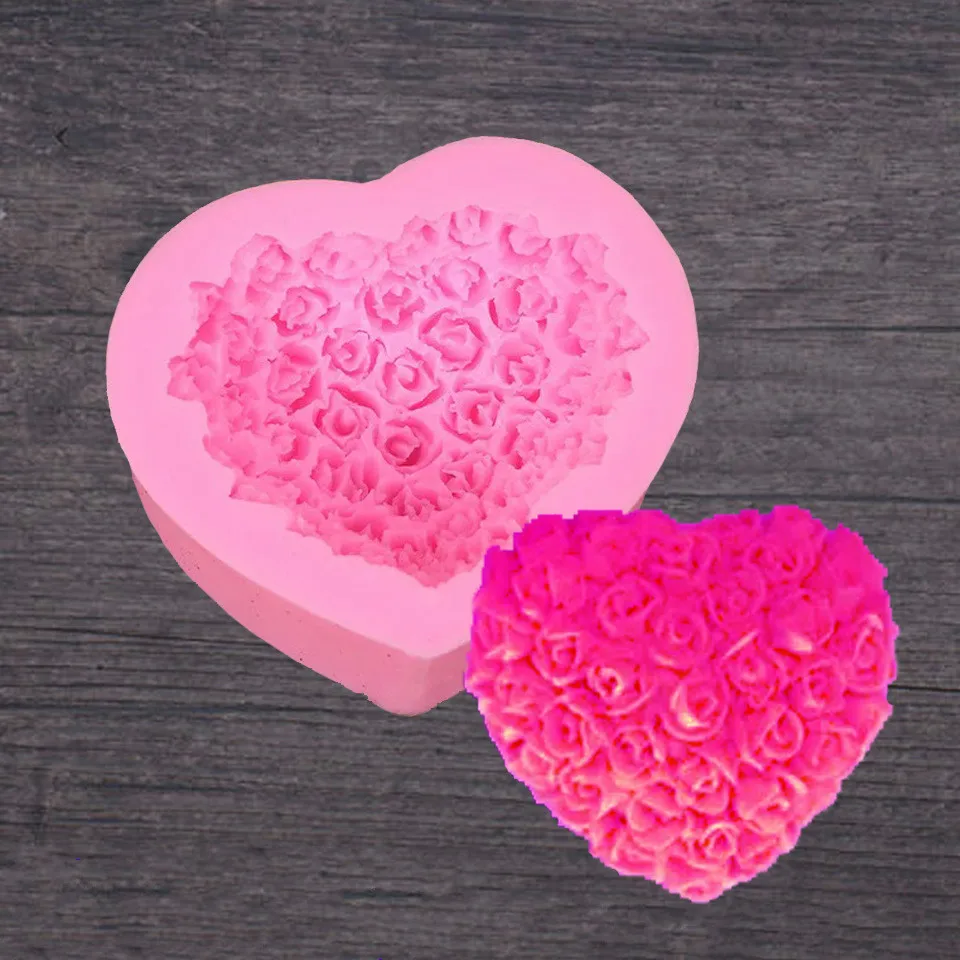 Силиконовая форма для торта в форме сердца помадка розы подарок на день Святого