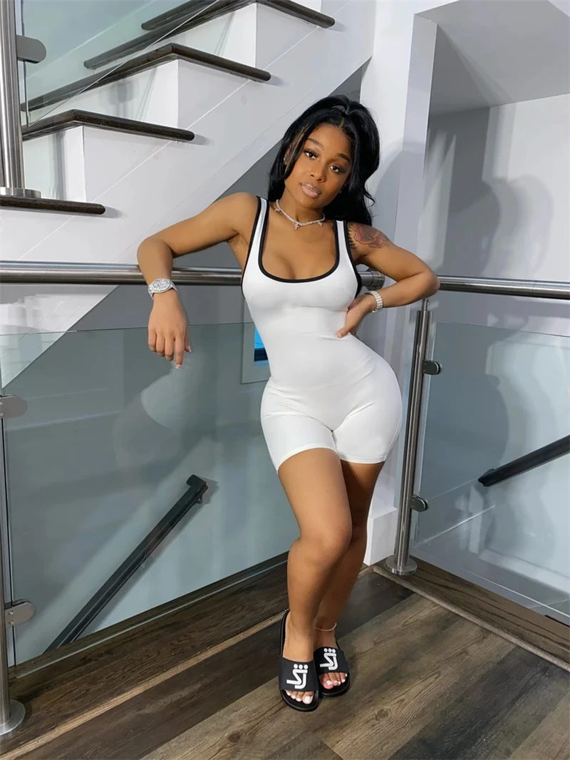 Adogirl Stripe Patchwork Women Tracksuit Casual Sporty Jumpsuit 2020 Summer Comfortable Tank Romper Club Playsuit Overalls