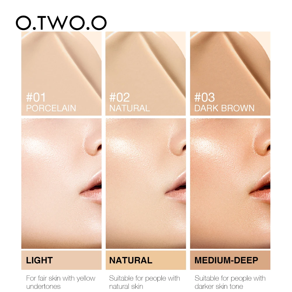 

O.TWO.O Liquid Foundation Professional Makeup Base Oil Free Full Coverage Concealer Long Lasting Liquid Foundation Cosmetics