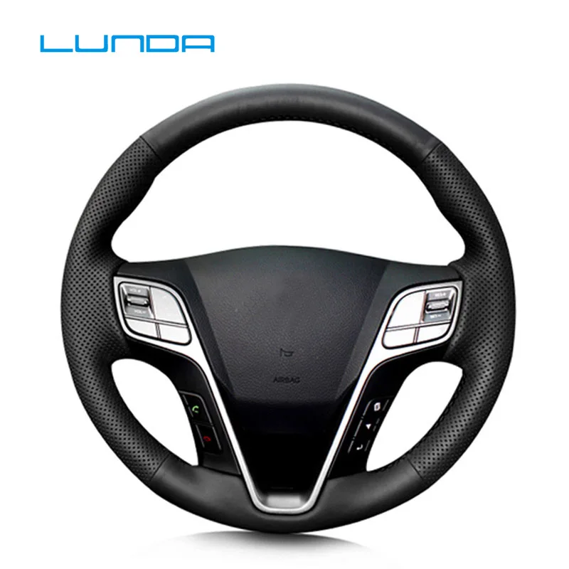 LUNDA черный из натуральной кожи замша прошитый вручную чехол рулевого колеса