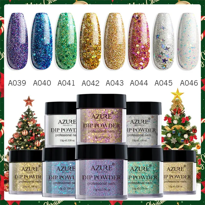 AZURE BEAUTY 8 шт./лот Рождественская серия блестящая пудра набор для нейл-арта