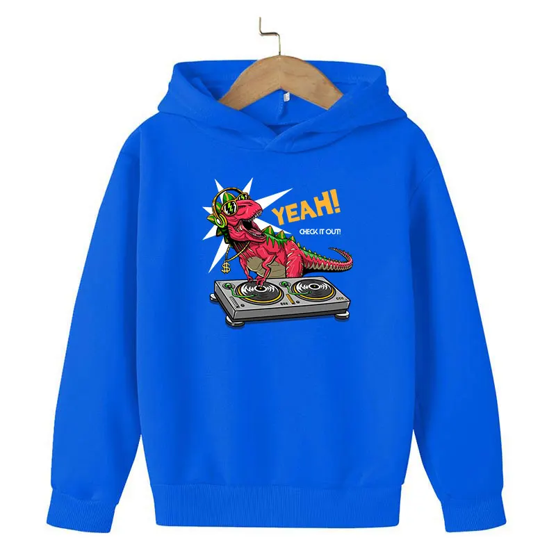 

2021 Autumn Kids Cartoon Clothes Boys Girls Print Sweatshirts Hip hop Dinosaur sweater Cotton Hooded For Children Outwear Tops