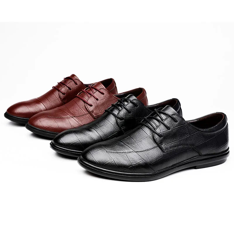 Мужские туфли из натуральной кожи Модные Туфли оксфорды на шнуровке Модельная