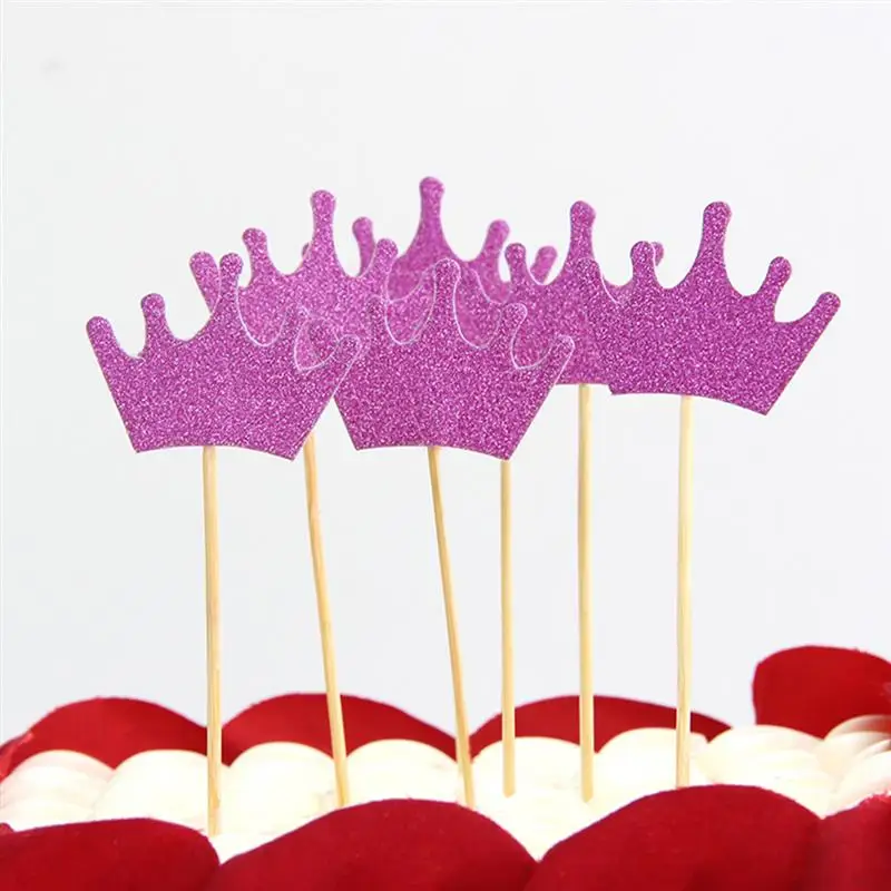 10 шт. блестящая золотая корона топпер для торта свадьбы помолвки Дня Святого
