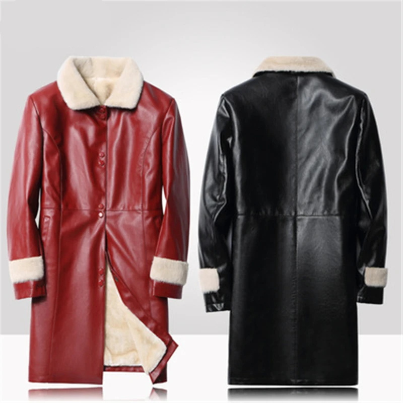 

Новинка Зима 2021 модная Вельветовая теплая кожаная куртка средней длины с отложным воротником и длинными рукавами для женщин среднего и пожилого возраста