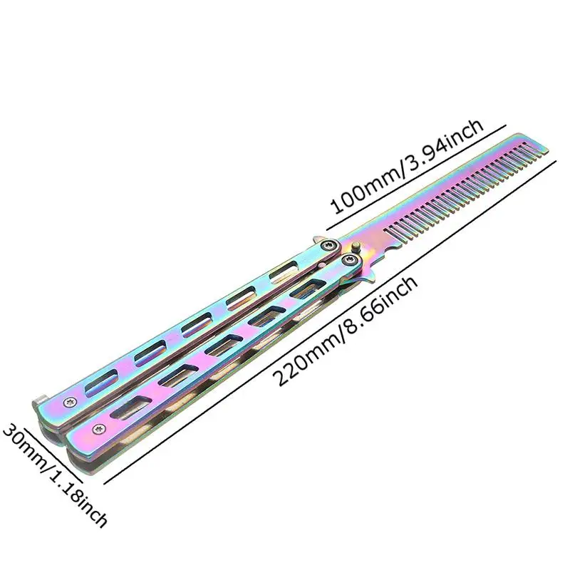 Складная Радужная расческа из нержавеющей стали тренировочный нож бабочка для