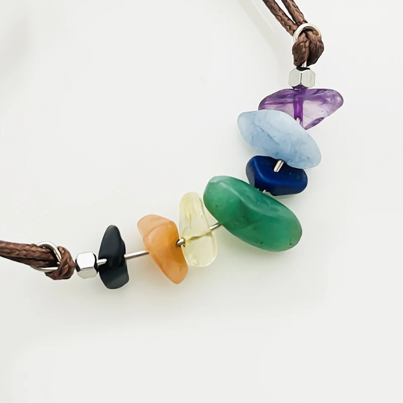 Bohemian Natural Stone Bracelets for Women Adjustable Elastic Rope Seven-color Gravel Bracelet Fashion Couple Jewelry Party Gift | Украшения