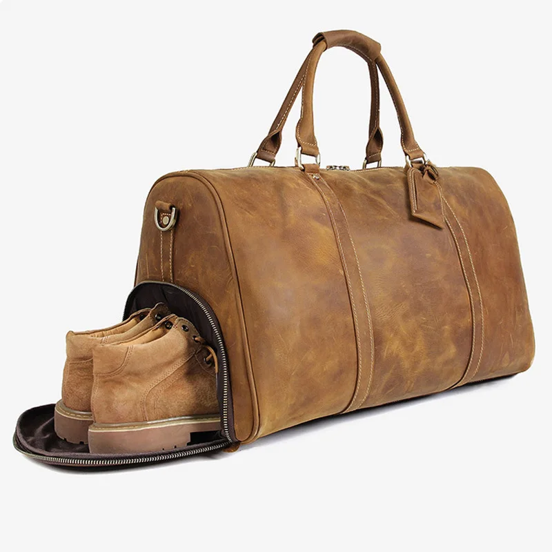 Большая вместительная мужская сумка для путешествий винтажная дорожная Crazy Horse