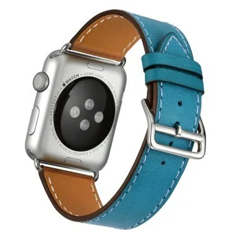 Один тур ремешок из натуральной кожи петлевой для Apple Watch Band 42 мм 38 мм 40 мм 44 мм для iWatch Series 1 2 3 4 - Цвет ремешка: Blue