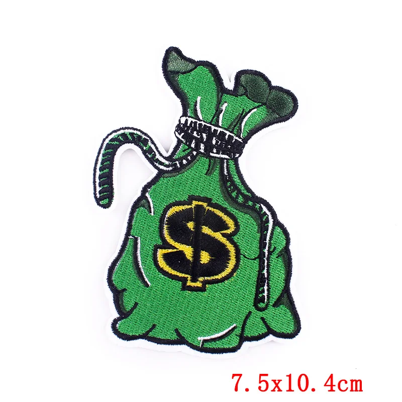 

Punk Patches For Clothing DIY Applique Hippie Skull Badges Stripes Iron On Patches On Clothes Money Stickers Embroideried Patch