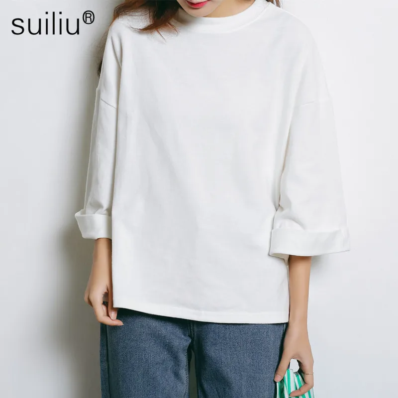 Women Lady Oversize Three-quarter sleeve cotton shirt custom logo Personal design Brand Printed Customized Text Photo | Женская одежда