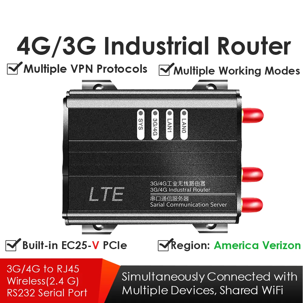 4G/3G LTE Industrial Wireless WiFi Router 2.4Hz 300M W/SIM Card Slot EC25-V Mini PCIe Modem Global Version VPN VPDN PPTP L2TP | Компьютеры