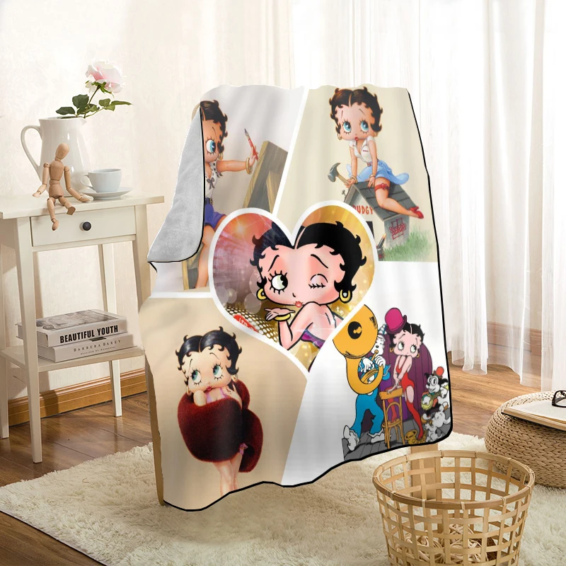 

Cute Betty Boop Throw Blanket Personalized Blankets On For The Sofa/Bed/Car Portable 3D Blanket For Kid Home Textiles