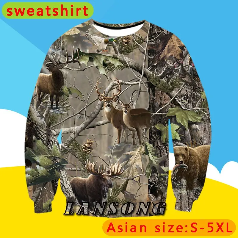 

LIASOSO Hunting Deer Hoodies 3d Print Clothes Sweatshirt Hoodies Harajuku Fashion Hoodie Men