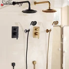 Скрытый латунный смеситель для душа для ванной комнаты Orb Настенный 8 'тропический насадка для душа сине-белый фарфоровый Ручной смеситель для душа