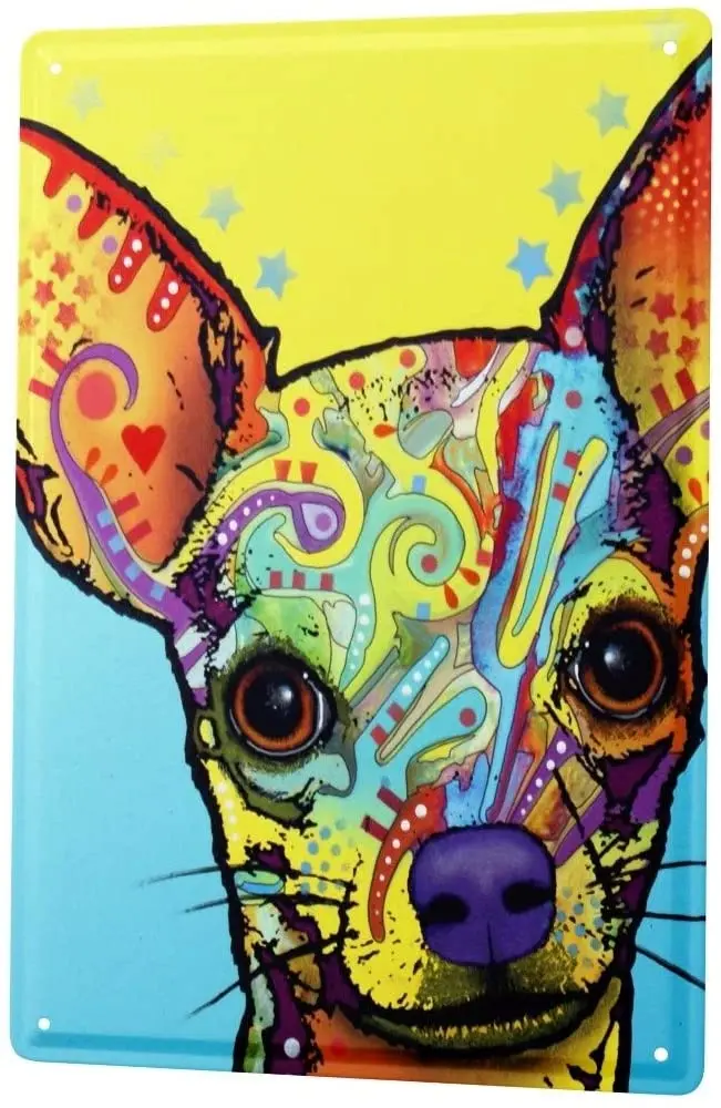 

SINCE 2004 Tin Sign Metal Plate Decorative Sign Home Decor Plaques Dog Chihuahua