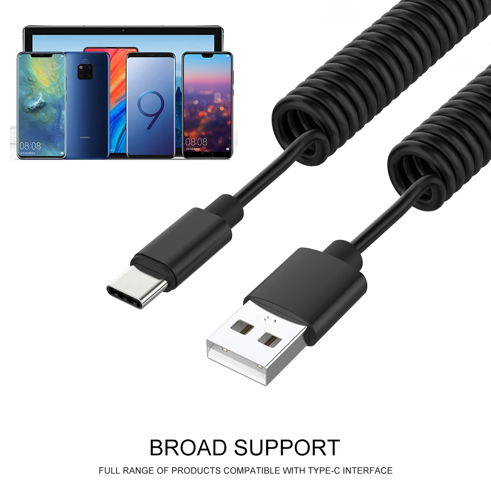 Micro usb type C 8 Pin кабель Выдвижной пружинный кабель для iPhone X samsung S9 Быстрая зарядка зарядное устройство кабель для передачи данных провод шнур адаптер