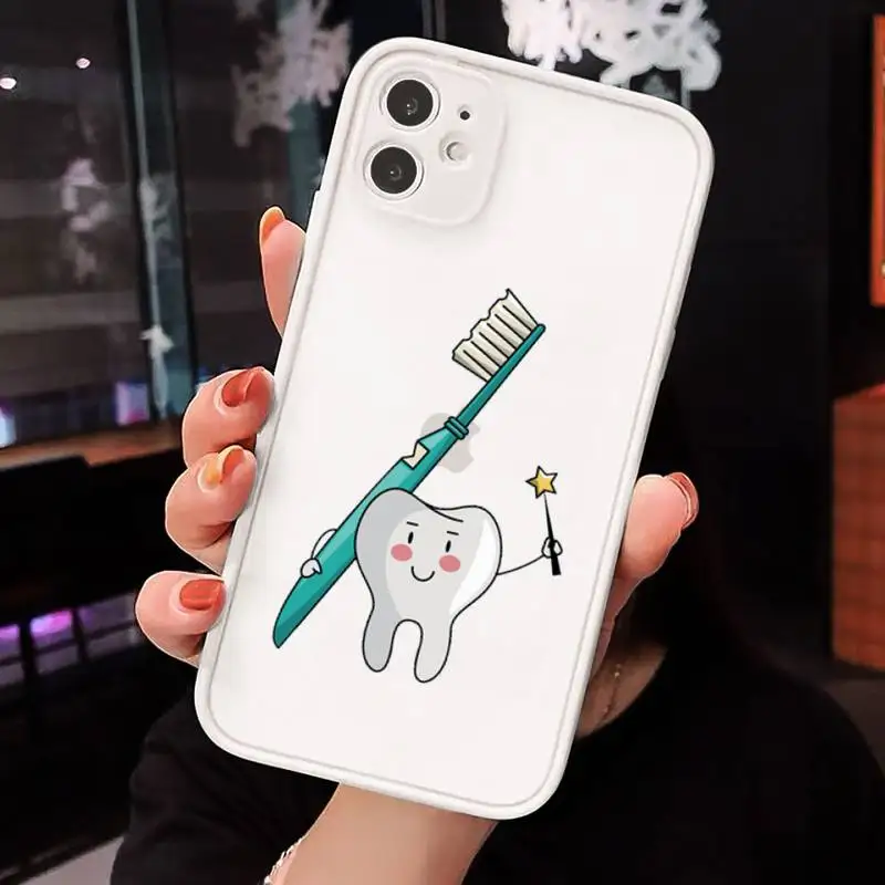 

Cartoon Teeth cute Dental health Phone Case matte transparent For iphone 7 8 11 12 plus mini x xs xr pro max cover