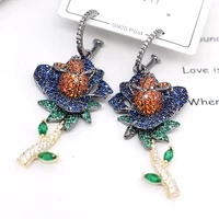 bilincolor fashion blue and purple rose flower luxury earring for women