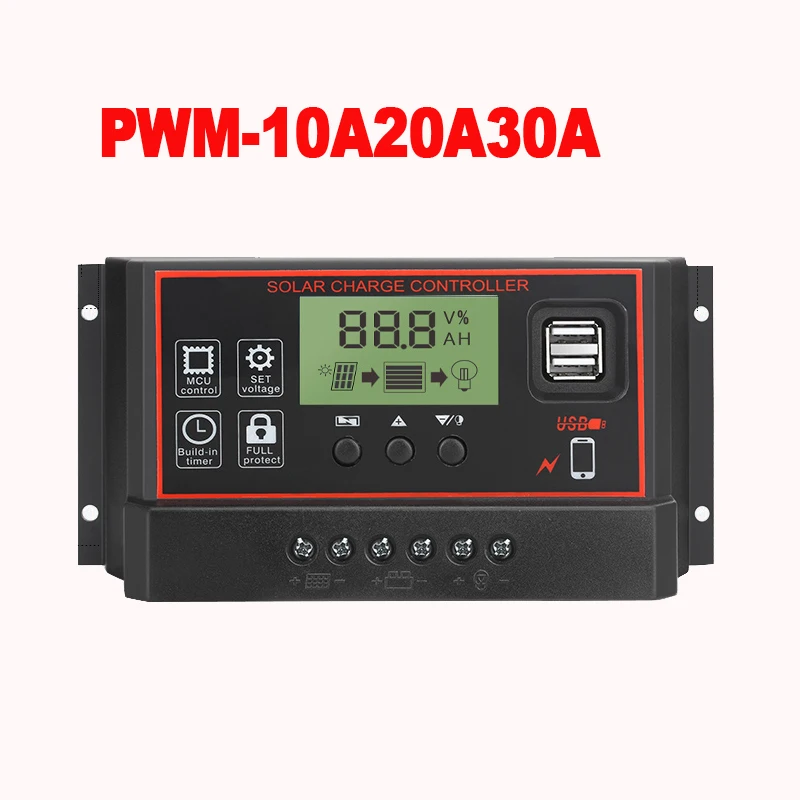 30A 20A 10A 12V/24V ЖК дисплей PWM Напряжение блок управления установкой на солнечной