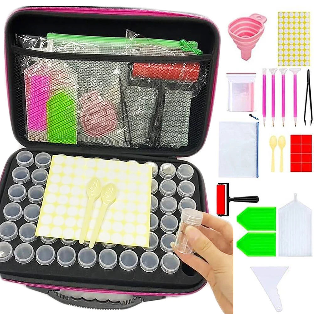 

94 шт. 5D алмазов картина аксессуары для хранения 60 бутылки Бусины Контейнер для хранения, банка молнии чехол для Diamand живопись