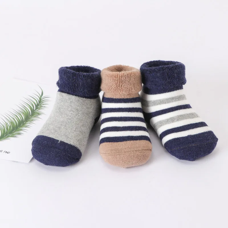 3 предмета носки для новорожденных зимние Утепленные хлопковые малышей детские в