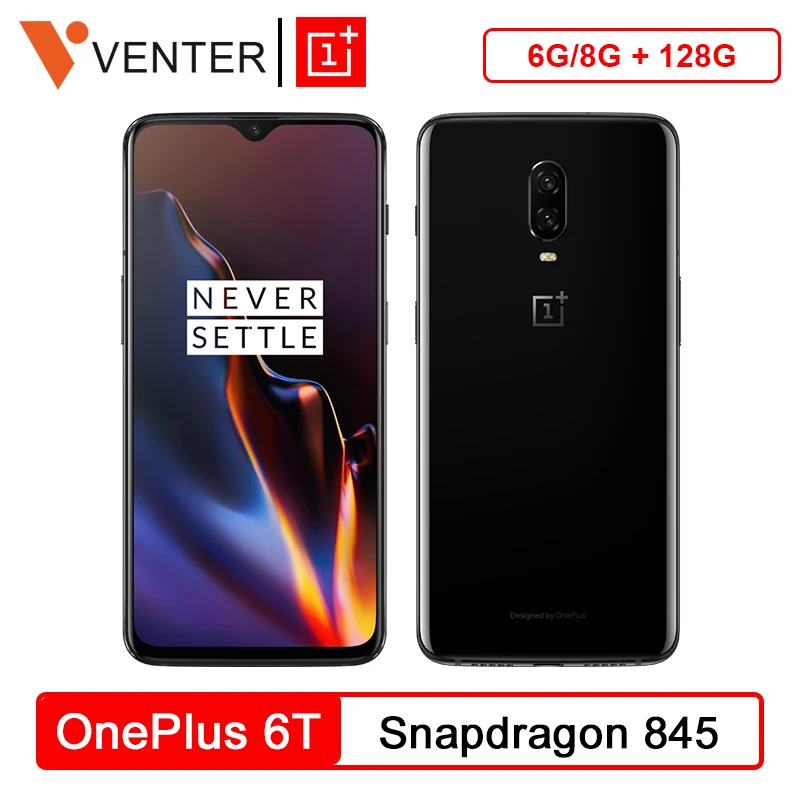 Смартфон Oneplus 6 T 6 T 8GB 128GB Snapdragon 845 19,5: 9 на весь экран с функцией распознавания отпечатков пальцев 6,4" 20MP OxygenOS
