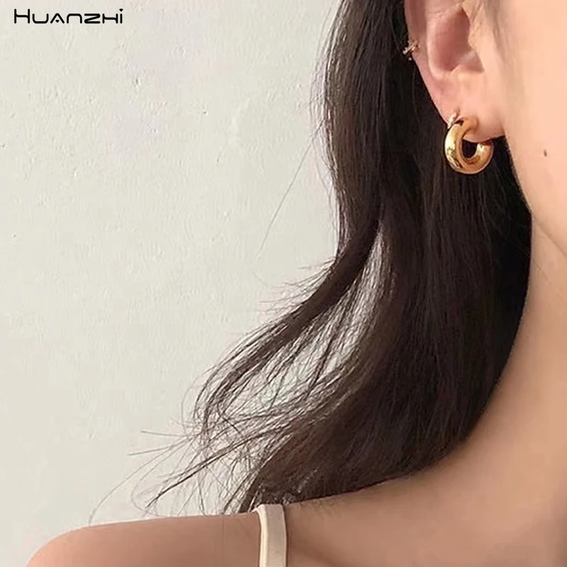 HUANZHI 2019 простые новые золотые металлические геометрические круглые маленькие