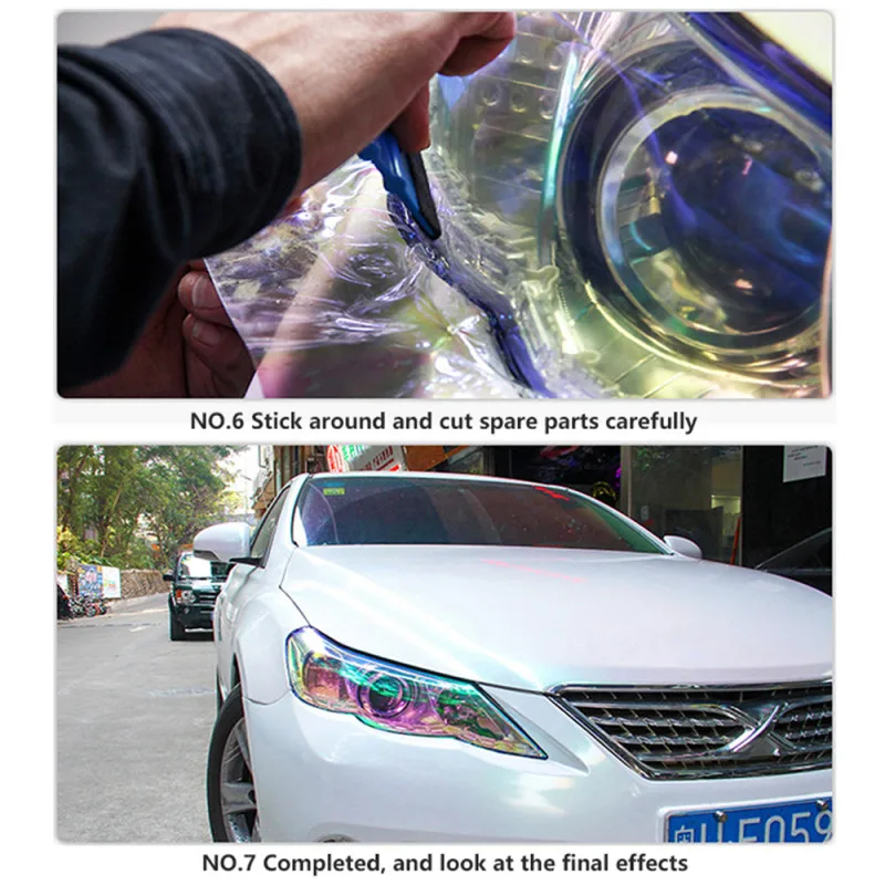 Блестящие хамелеоновые Автомобильные фары 30 см X 1 м задние прозрачная пленка