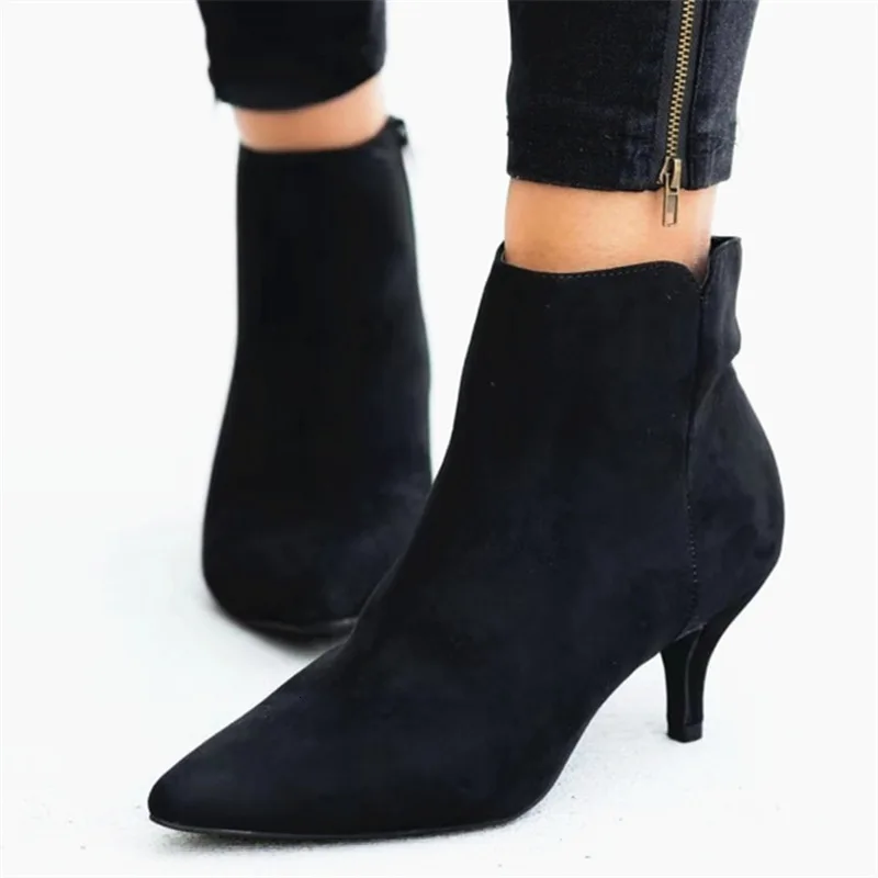 2019 Модные женские кожаные ботильоны на высоком каблуке сезон осень зима