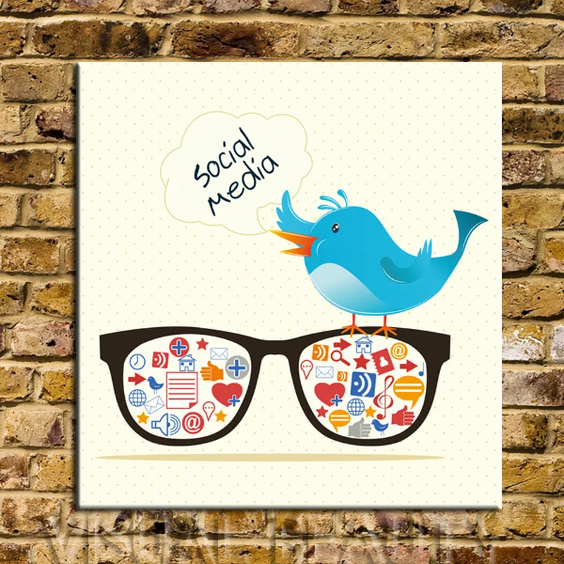 Бесплатная доставка курица стоящая на очках холст искусство социальная медиа