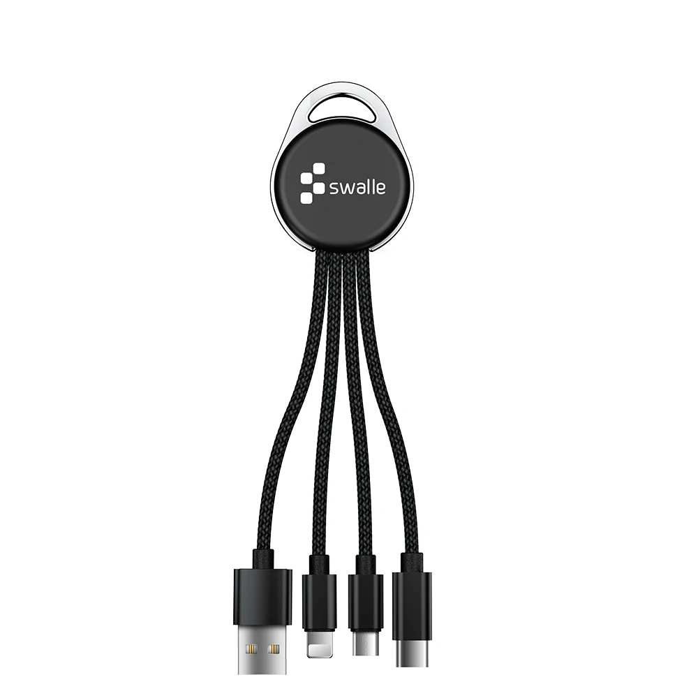 Swalle 3 в 1 USB кабель брелок короткий Micro usb type C мульти зарядное устройство кабель для Xiaomi huawei iPhone Быстрая зарядка - Цвет: 3 in 1