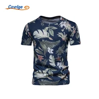 covrlge short sleeved t shirt mens hawaiian style print hedging casual all match fashion flower pattern top pullover mts715