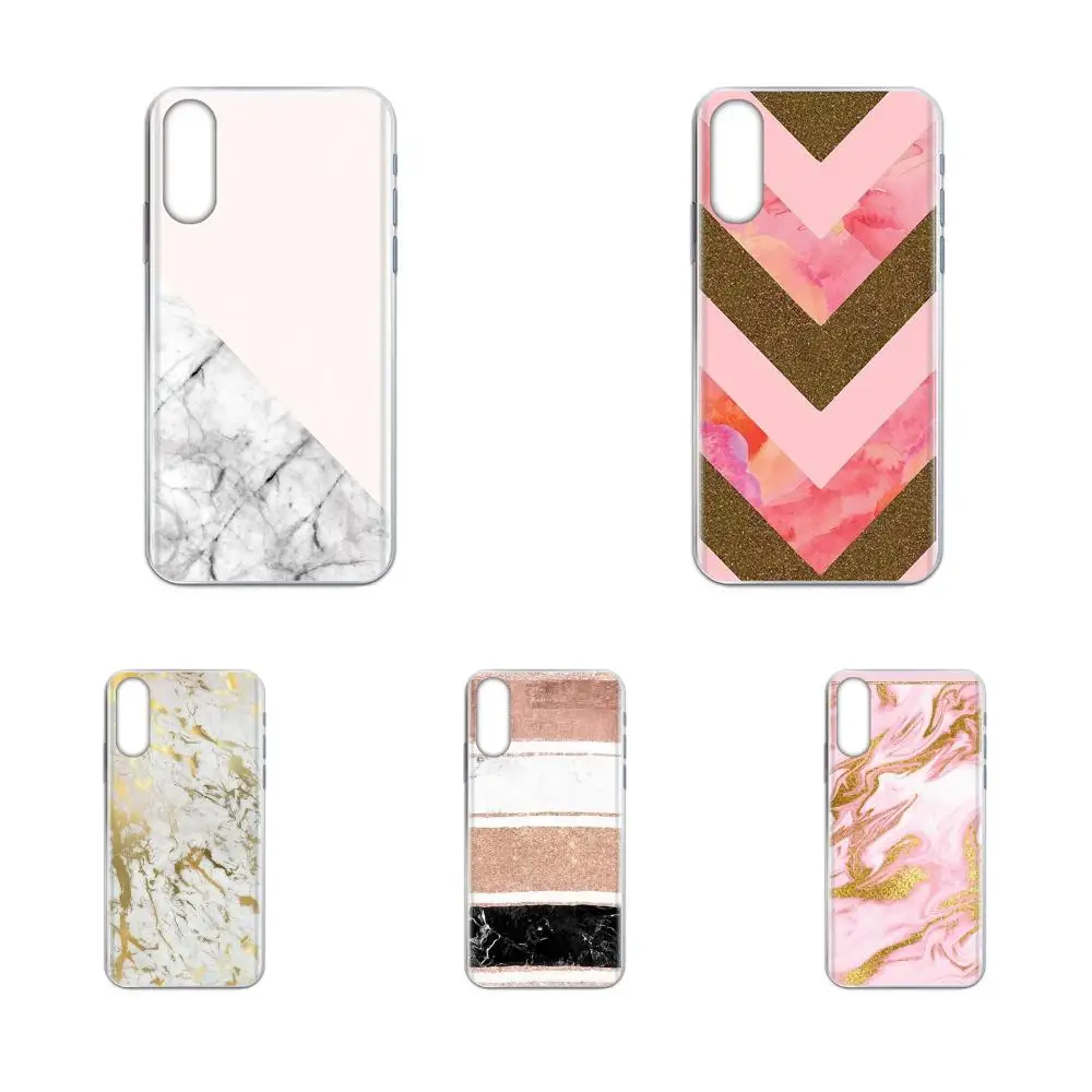 Розовое золото блестящие Современные Мраморные полосы для Samsung Galaxy S9 S10 S20 Plus Ultra S6