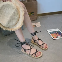 gladiator sandals for girls roman flats sandals women 2021 summer bohemian beach shoes woman ankle lace up sandal flip flops
