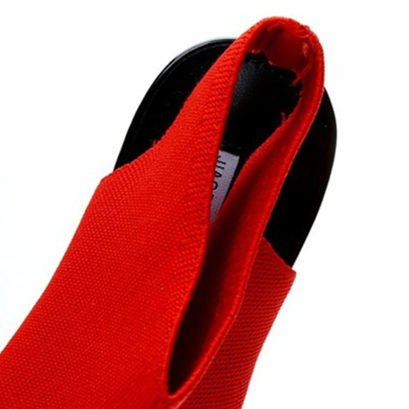 

Knitted Elastic Mesh Peep Toe High Heel Sandals Women 2021 Summer Shoes Woman Europe Thin Heels Slip-On Open Toe female Shoes