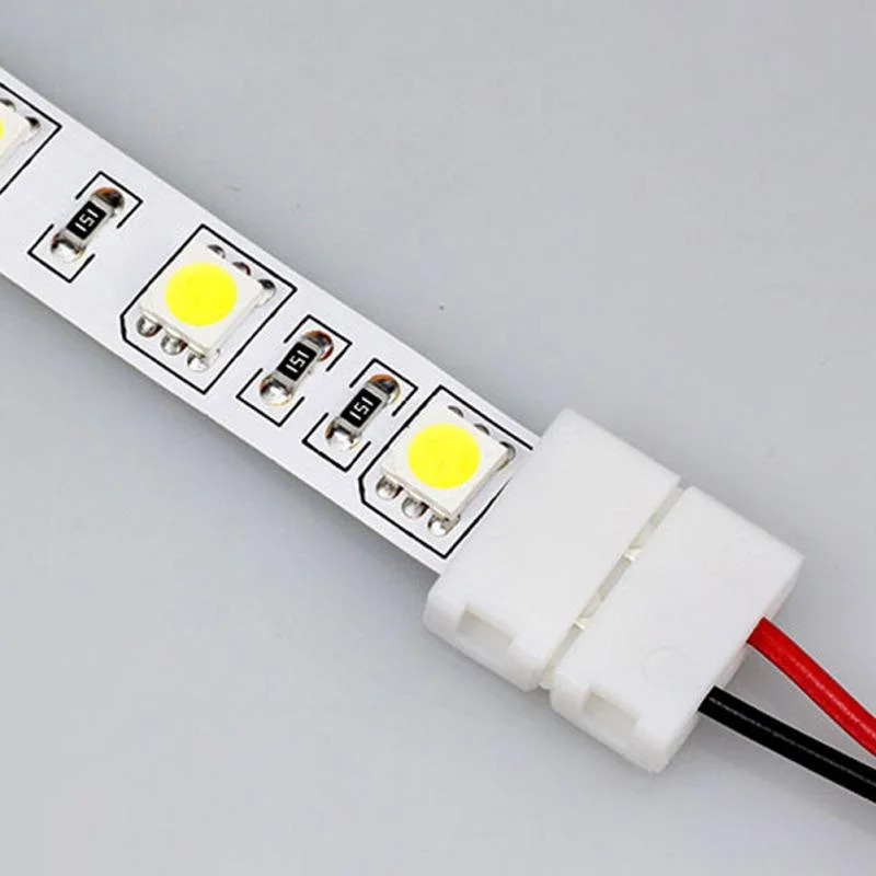 

10Pcs/lot 2 Pin 8 mm 10 mm Led Strip Connectors No Soldering Power Wire Connector 2 Pin For 2835/5050 Led Strip Wire PCB Ribbon