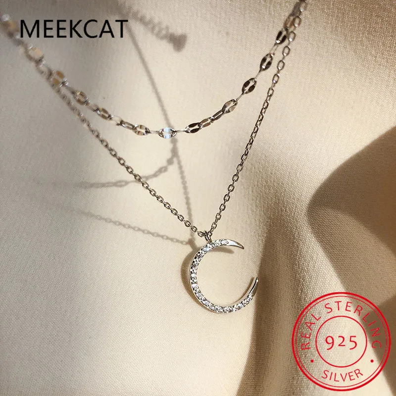 

Женское Двухслойное ожерелье из серебра 925 пробы с подвеской в виде Луны