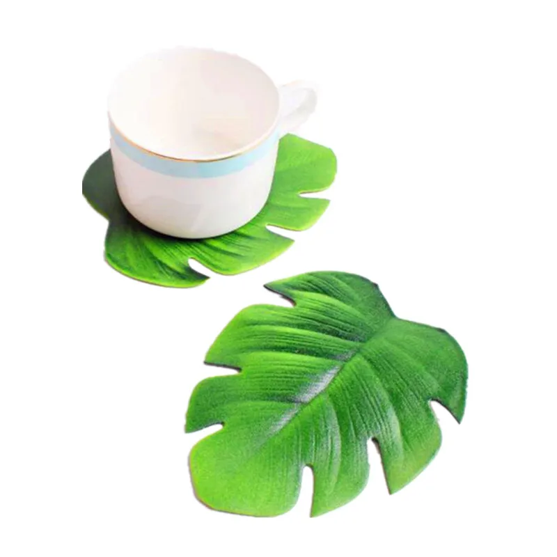 6pc Tropical Artificial Palm Leaves EVA Coasters Cup Bowl Pad Mat Coffee Tea Cup Mats Drink Coasters Hawaii Theme Party Decor